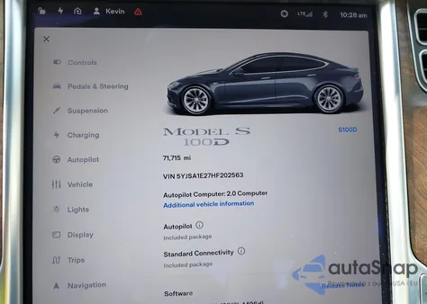 2017 Tesla Model S 100D/60D/75D/90D/P100D из США, поврежденный, VIN 5YJSA1E27HF202563